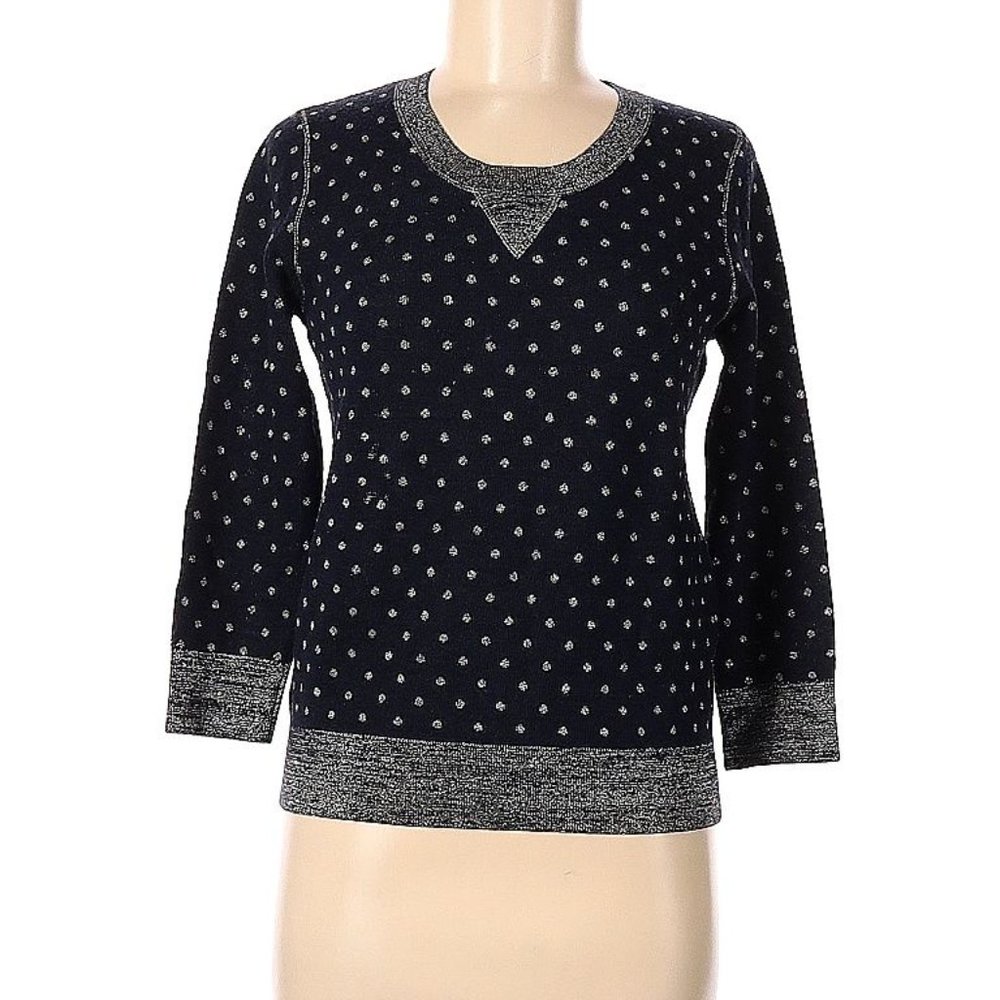 Club Monaco Polka Dot Navy/Sparkly Silver Sweater Pullover (LARGE)